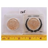 (2) Silver 1964 Kennedy half dollars. They