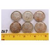 (6) 40% silver Kennedy half dollars ranging from