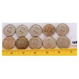 (10) Kennedy 40% silver half dollars.