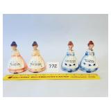 Two sets of Enesco prayer girl salt and pepper