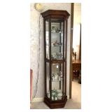 Lighted Curio Cabinet with Glass Door and Shelves