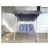 Porch Swing with Fabric Top - Measures Approx.