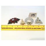 (4) Christmas Brooches