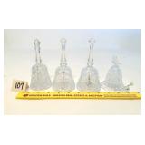 (4) Clear Glass Bells - the Bird Bell needs to