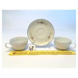 (2) Cups and (1) Saucer - Florentine Fine China