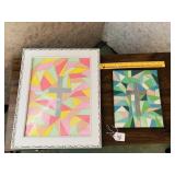 (2) Abstract Framed Artwork - Located in BR3