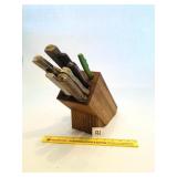 Butcher Block with Mis Matched Knives - See