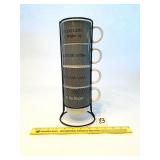 Stoneware Stacked Cups with Holder - Located in
