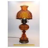 Vintage Amber Glass Moon and Stars Table Lamp