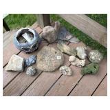Group lot of rock including geodes & other garden