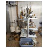 Group lot of vintage lamps, shades, &