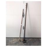 (2) Garden Hoes w/ wooden handles     Located in