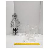 Hurricane lamp shades & candle sconce     Located