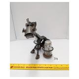 Recycled scrap art salt & pepper shaker holder