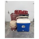 Coolers, Dairy Crates, Coke Tray     Located in