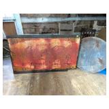 Vintage Coca Cola Metal Sign & galvanized round