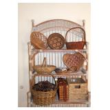 Group lot of baskets including a picnic basket,