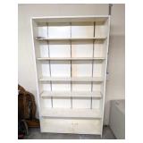 Large wooden shelving unit w/ adjustable shelves,