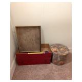 Vintage Wooden Drawers & an ottoman     Located