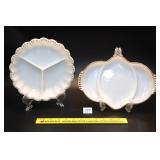 Vintage Anchor Hocking Milk Glass Relish Dish &