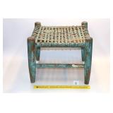 Vintage Wooden Stool w/ Metal Woven Seat