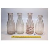 (4) Clear Glass Milk Bottles, 1 Qt    Located in