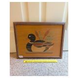 Vintage Wood Inlay Duck Wall Hanging