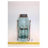 Antique Blue Glass Mason