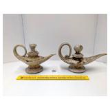 (2) Ceramic Bill & Vive Mohl genie oil lamps