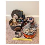 Group of Vintage Sewing Notions including buttons