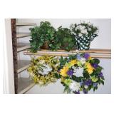 Faux florals including (2) wreaths   Located in