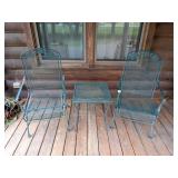 (2) Wrought Iron Patio Chairs w/ matching side