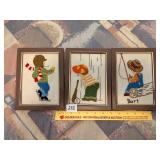 (3) Small Crewl Embroidery Work Pieces, each
