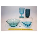 Group of Blue Glassware including a Tiara Crown