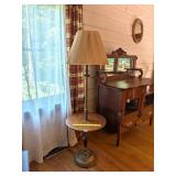 Vintage Lamp Table w/ Metal Base & Wooden Table