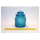 Vintage Blue Glass Moon & Stars Canister