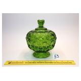 Vintage Green Glass Moon & Stars Covered Candy