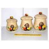 (3) Vintage Ceramic Mushroom Canisters