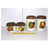 (4) Vintage Metal Canisters w/ plastic lids, made