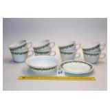 Group lot of Corelle Spring Blossom Green Dishes
