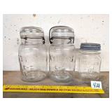 (2) Atlas E-Z Seal Quart Jars & (1) Pint, one lid