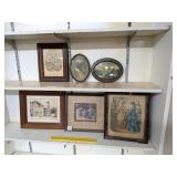 Group lot of vintage framed wall art     Located