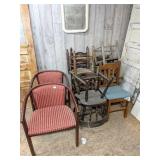 Group of vintage chairs, some need repair