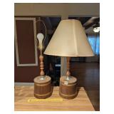 Pair of Vintage Wooden Sugar Bucket Table Lamps,