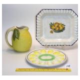 Vintage Due Torri Ceramic Platter, Vintage Lemon