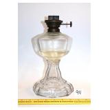 Clear Glass Oil Lamp, approx. 11 in T, crack in