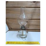 Clear Glass Oil Lamp w/ duck / goose on chimney