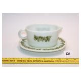 Vintage Pyrex Spring Blossom Green Gravy Server