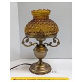 Vintage Table Lamp w/ amber glass shade, untested