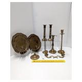 Group lot of decorative brass candlesticks